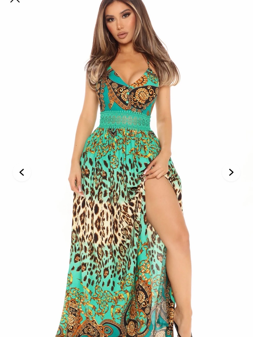Fashion Nova Maxi Dress with Smocked Waist and High Slit